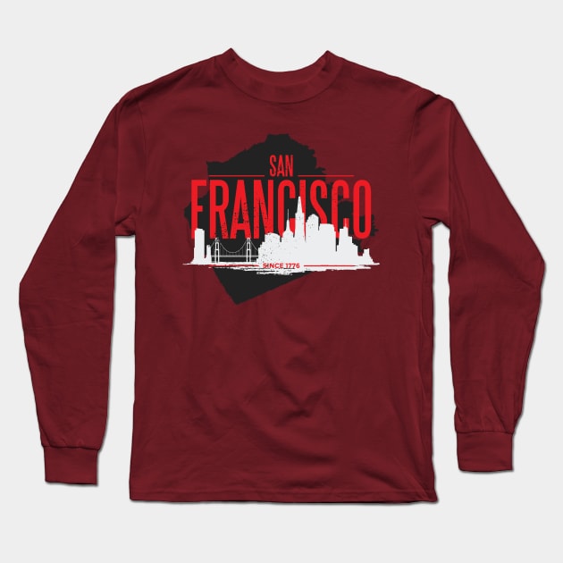 San Francisco Skyline Desing Long Sleeve T-Shirt by LR_Collections
